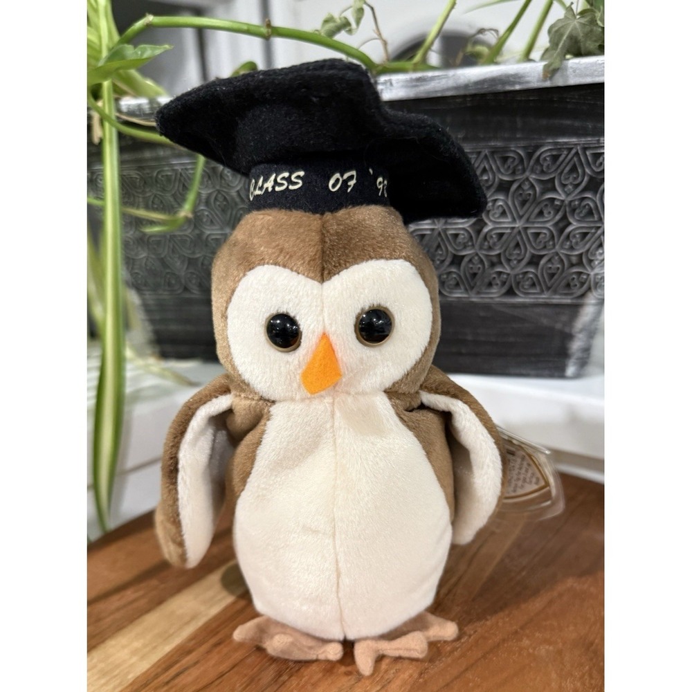 Wise the Owl Class of 1998 TY Beanie Baby RARE Tag & Manufacturing Errors MWT